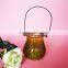geo cut glass candle jar with metal handle