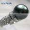 golde pearl silver ring with tahitian black pearl