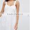Guangzhou wholesale clothing OEM Sweetheart Neck White Linen Dress