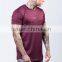 Burgundy 100% Polyester Dri Fit T Shirt Mens Short Sleeve Longline Curved Hem Tee Elongated T-Shirt Wholesale