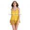 Sexy Summer Without Back Spaghetti Strap Crochet Cut Low Cotton Blends Back Slit Two Piece Set