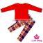 Plain Red Color Baby Girl Outfit Cotton Fall Children Clothes And Pants Set Newborn Baby Clothes Sets Wholesale Price