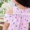 S17581A children dress designs Kids Girls summer strip frocks with ruffle short sleeve