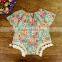 Pom pom baby linen romper floral pattern M7041201