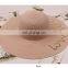 Butterfly Straw Hat Blue Flower Large Eaves Hat Sunscreen Sunshade Hat