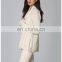 2017 Side Splide Knitted Women White Cardigan With Pocket