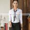 Summer hot sale elegant cotton/linen collar custom fitted three-quarter sleeve office cotton shirt