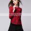 fashion red color bowknot round neck lond sleeves office lady linen shirt blouse