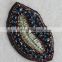 Fancy style lip rhinestone patch gold lurex applique