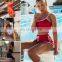 Women Sexy Sports String Vest Short Crop Tops Patchwork Yoga Suit Workout Hot Shorts Pants Athletic Sets Hot Swim Suit