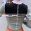 Hot Selling Women Sexy Crop Top Long Sleeves Contrast Stitching Fashion Slim T-shirt
