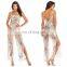 Bohemian Beach Long evening Dresses jumpsuits Chiffon Deep V Neck  Sleeves appliques Dress Boho Summer strapless dress suits