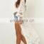 Beach dress floral embroidery swimwear women robe beach cardigan bathing suit cover ups for swimming
