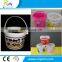 3L round plastic bucket with lid, steel handle, plastic barrel and pail
