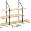 3-Tier  Wide Metal Wall Decor Storage Organizer Display Shelf with wooden panel