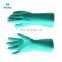 Green Color Chemical Resistant Long Cuff Green Flock Lined Nitrile Glove Industrial Safety Working Household Gloves
