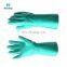 Green Color Chemical Resistant Long Cuff Green Flock Lined Nitrile Glove Industrial Safety Working Household Gloves