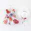 New Summer Girl Dress Sweet Sleeveless Small Flower Print Big Bow Cotton Cloth Dress Set