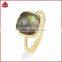 Rose Cut Labradorite Gold Gemstone Ring