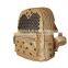 Newest lady fashion backpack girls golden PU backpack with rivets