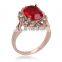 Newest Red Cubic Zirconia 18k Real Gold Plated Anniversary Ruby Ring