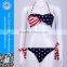 Lady summer bikini American flag swimwear with twist bandeau top
