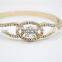 High Polished Gold Finish Adjustable Cuff Bracelet Crystal Bowknot White Rhinestone Bangle Bracelet For 2016New Intrend style