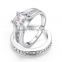 Princess Cut Stone CZ Diamond Cluster Zircon Micro Pave Setting Bride Engagement Ring Set