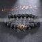 Trendy Charm Plated Gold Silver Micro Pave CZ Beads Men Black Lava Stone Bead Bracelets For Men Pulseras Feminina