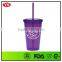 bpa free double wall 16oz insulated plastic water tumbler with lid and straw