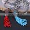 Pave Crystal Round Bead with Crystal Glass Tassel Pendant Necklace, Hematite Beaded Necklace