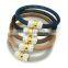 Fashion stainless steel wire bangle jewelry tricolor diamond cuff bracelet for women