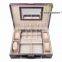 Leather Watch Organizer Storage Case Jewelry Box With Lock & Mirror