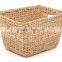 Water hyacinth rectangular laundry basket with hole handle