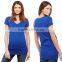 Overseas T Shirts Wholesale Cotton Dri Fit Deep V Neck Ruched Blue Solid Maternity Tee China Import T Shirts