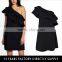 Woman Casual One Piece Mini Dress New Arrivals One Shoulder Double Ruffle Dress 2016