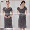Short Sleeve Flower Pattern Designer One Piece Party Dress Women Crochet Dress With Lining SR-D9779