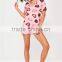 Custom Full Print Women Oversizes V Neck Pink Lip Print Nightshirt Roll Sleeve Causal Loose Sleepwear
