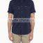 2015 casual men short shirts 100% cotton with two pocket