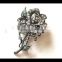 2015 fashion wholesale antique bronze rose flower pin brooch with crystal AB