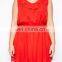 CHEFON Inspire ruffle neckline skater red ruffle dress