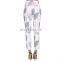 Custom 2016 latest Europe women fashion floral printed fitting pants