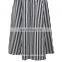 2016 new design elegant black and white vertical stripe high waist flexible waist bandage A-line skirt