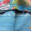 Decorative Hand Quilted Queen Size Bedspread Throw Indian Blanket Coverlet Art Blue Dyed Floral Kantha Quilt Textile