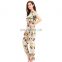 Korean Style Waist Ethnic Print Formal Office Ropa Mujer Jumpsuit For Middle Age Ladies