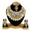 Beautiful Floral Designer White Color Gold Plated Kundan Zerconic Necklace Earrings Tikka