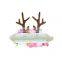 Wholesale boutique rose cute little girls antler flower christmas headband for kids handmade baby headbands