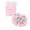 Baby Girl pink outfits Girls lace tops + floral short pants 2pcs Set Summer suit for 0-2years