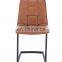 Popular Leather Dining Chair Square Seat With Sliver Leg