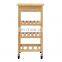 Wholesale custom 4 layer bamboo wooden kitchen trolley